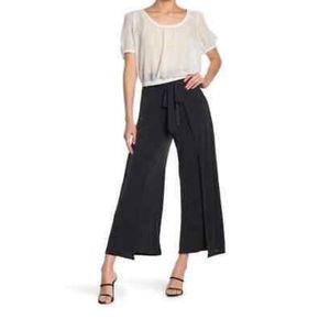 Tie Waist Wide Leg Crop Pants